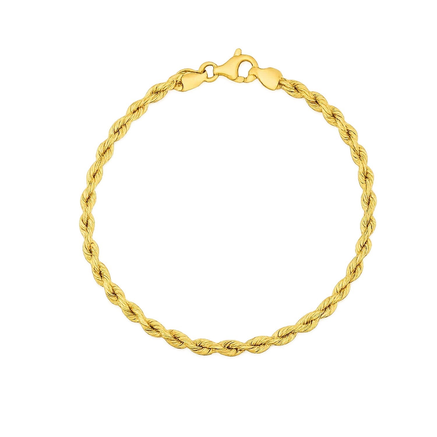 Silk Rope Chain Bracelet in 14k Yellow Gold (3.00 mm) in a sleek high-contrast midnight luxury editorial style